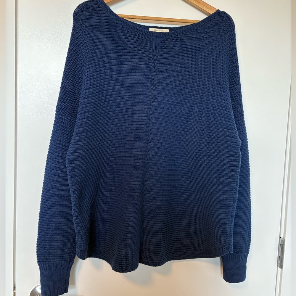White Stuff Merino Wool Navy Crew Neck Sweater | Size Large - Picture 3 of 8